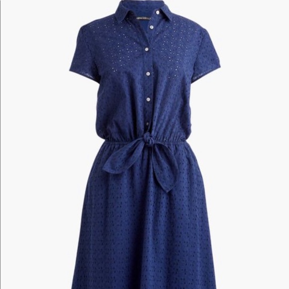 J. Crew Dresses & Skirts - J. Crew Mercantile Navy Blue Eyelet Tie Dress